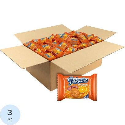 Печенье Pekarro Orange с апельсиновой начинкой и взрывной карамелью, 3кг