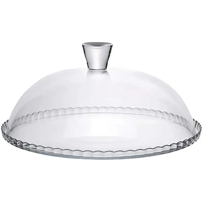 Блюдо для торта d=32 см. стекло, с крыш. h=15 см. бортик вверх, 69470