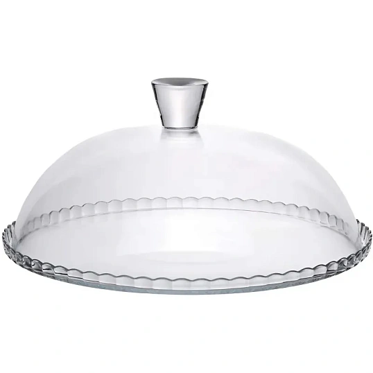 Блюдо для торта d=32 см. стекло, с крыш. h=15 см. бортик вверх, 69470