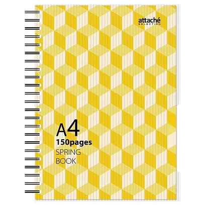 Бизнес-тетрадь А4,150л,кл,плас.спир.Attache Selection SPRING BOOK жел 84232