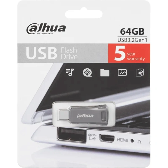 Флеш-память Dahua 64 Гб, USB3.2 Gen1 Type A и Type C DHI-USB-P639-32-64GB