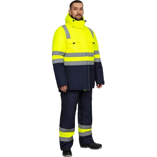 Куртка зимняя мужская зс04-КУ 48-50/182-188 флуоресц.жёлтый/син