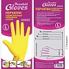 Перчатки резиновые латекс хлопковое напыление желтый р-р L ЭКОНОМ 12пар/уп