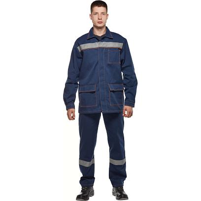 Костюм рабочий летний м л28-КПК с СОП т.син 64-66/170-176(Леон Спецодежда)