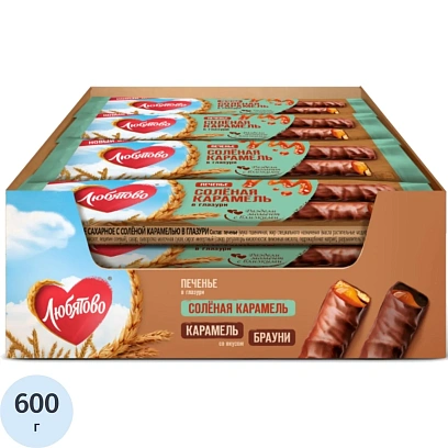 Печенье Любятово сахарное с соленой карамелью в глазури, 50гx12шт/уп