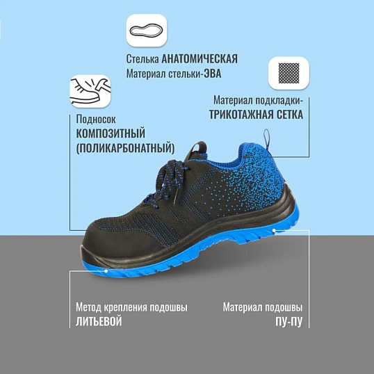 Полуботинки (кроссовки)  4230К ПУ/ПУ, КП, синий  (46)