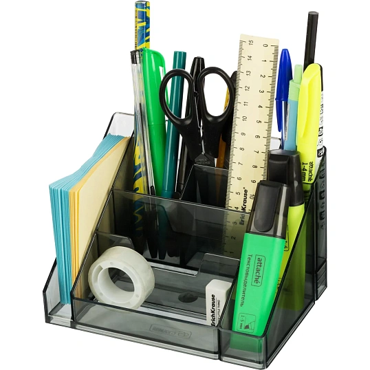 Подставка-органайзер для канц.мелочей Attache Каскад 9 отд.тон.Серый/черый