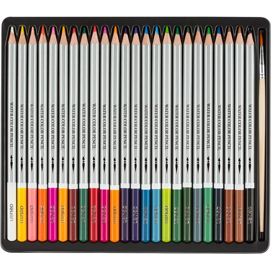 Карандаши акварельные Deli липа 24 цв/наб мет.кор. 6521