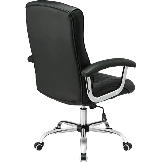 Кресло BN_Dt_EChair-550 TR рец.кожа черная, хром