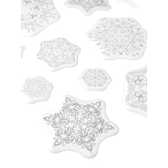 Наклейка Новогодняя на окно Ледяные узоры, 25x14,4см  НУ-7033