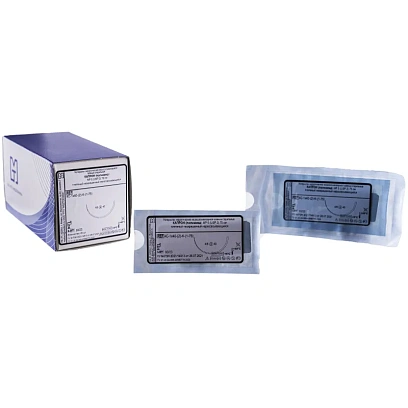 Шовный материал КАПРОН 2 МР 5 с иглой 4C-1,0x40-(2)-K-(1-75), 75см 20шт/у