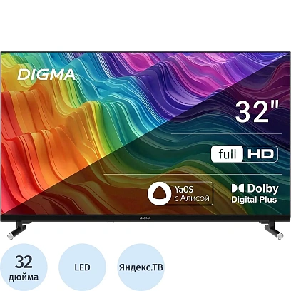 Телевизор Digma DM-LED32SBB33, FHD, смарт (Яндекс.ТВ)