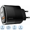 Зарядное устройство сет. PERO TC11 USB-A QC3.0 + USB-C PD, 45W черный