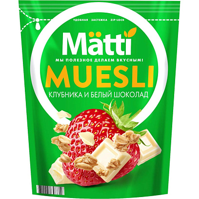 Мюсли   Matti запеченные клубника и белый шоколад, 250г