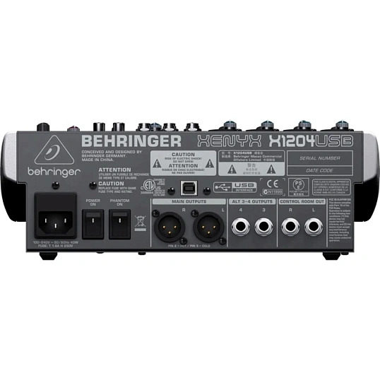 Микшерный пульт Behringer 1204USB, 4 моновхода, 2 стерео, 2 AUX-шины, USB