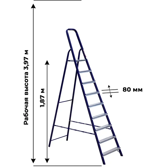 Стремянка Алюмет стальная окрашенная с алюминиевыми ступенями  9 ст. М8409