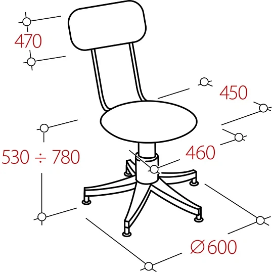 Кресло лабораторное UN_Vito Ring Base gtsN3 выс база, полиур. чер, кр.пласт