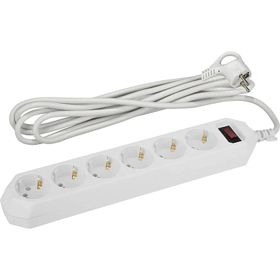 Сетевой фильтр ЭРА 1,5м 6 розеток, белый (USF-6es-1,5m-W-BOX)