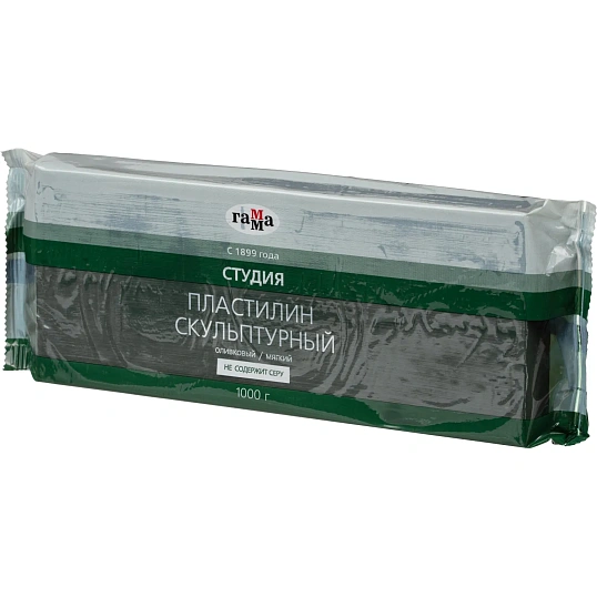 Пластилин скульптурный Гамма Студия оливковый, мягкий,1 кг,2.80.Е100