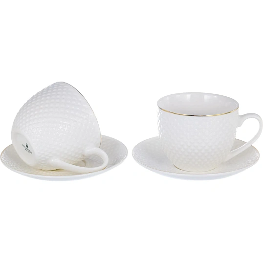 Набор чайный ГРАЦИЯ Дария 2чашки 220мл + 2блюдца, NEW BONE CHINA, 101-01018