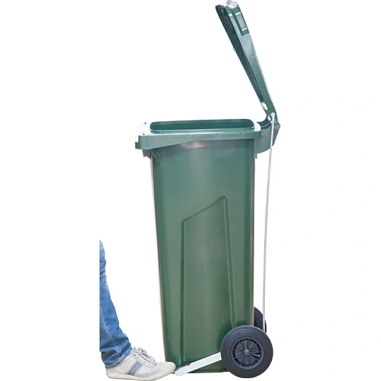 Контейнер-бак мусорный 120л с педальным приводом Г-образ зеленый МКТ 120 ПГ