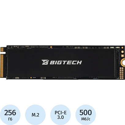 SSD накопитель BigTech M.2 PCIex4 gen3, 256Gb,R/W 2000/1300Мб/с(BSDS256ME)