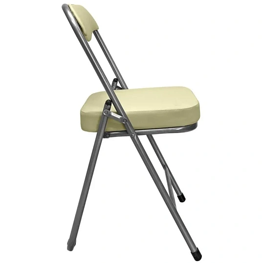 Стул складной каркас металлик,кожзам 506 слоновая кость РС 04 кант