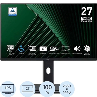 Монитор MSI MP275QPG(9S6-3PC39M-069)27/WQHD/IPS/100Hz/300cd/4ms/HDMI/DP