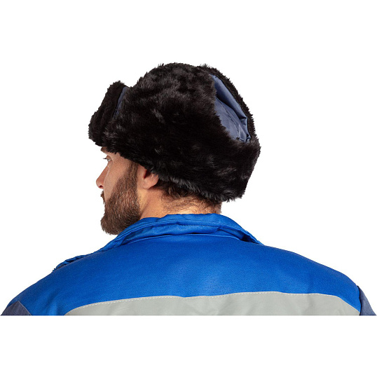 Шапка-ушанка зимняя с креплением для каски (Шап 572) т.син (р.59)