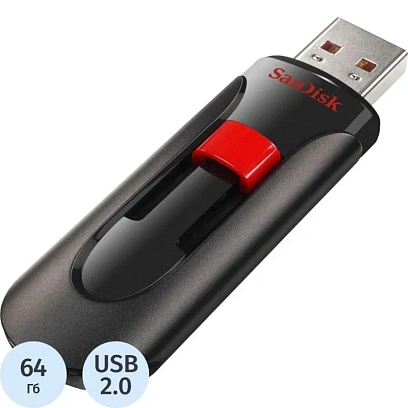 Флеш-память 64GB SanDisk CZ60 Cruzer Glide, USB 2.0