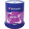 Носители информации DVD+R, 16x, Verbatim Azo Matt Silver, Cake/100, 43551
