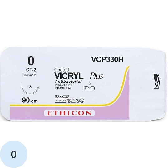 Шовный материал ВИКРИЛ ПЛЮС 0, 90 см, кол.масс. 26 мм, 1/2, 36 шт/уп