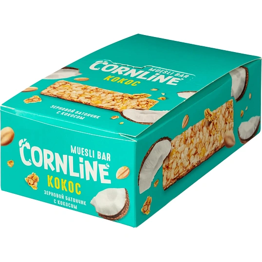 Батончик Cornline из цел злаков с кокосом и возд.рисом, 30гх18шт/уп (ВК247)