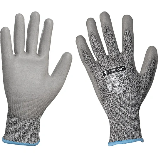 Перчатки защитные от порезов TOPFORT Сполдер ПУ C с ПУ покрытием р.10
