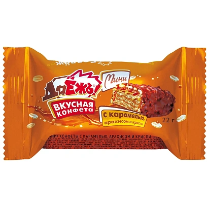 Конфеты ДаЁжъ мини с карамелью, арахисом и криспи, мультипак, 132г