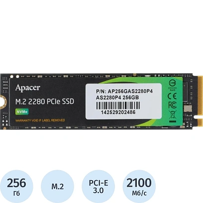 SSD накопитель Apacer AS2280P4 256Gb M.2 2280 PCIe Gen3x4(AP256GAS2280P4-1)