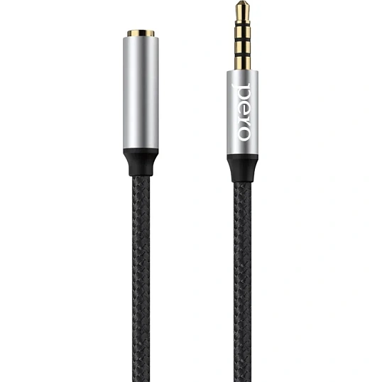 Кабель удлинитель PERO MC-03 JACK 3.5, 2м, Black