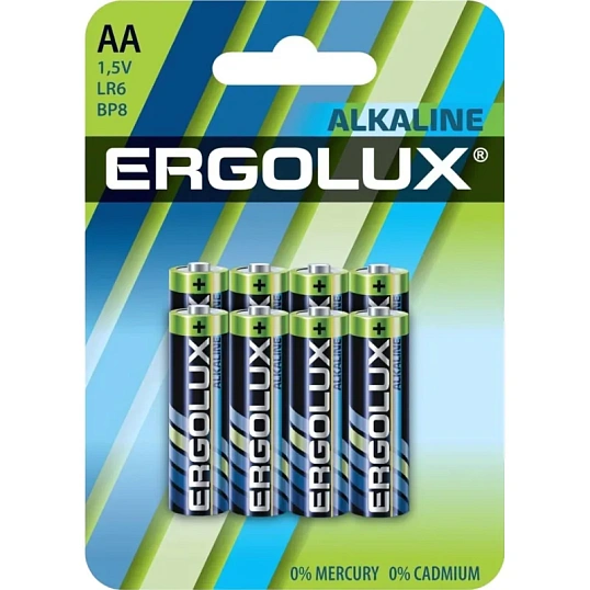Батарейка Ergolux Alkaline 8шт/бл (LR6 BP8, 1.5В) (14815)