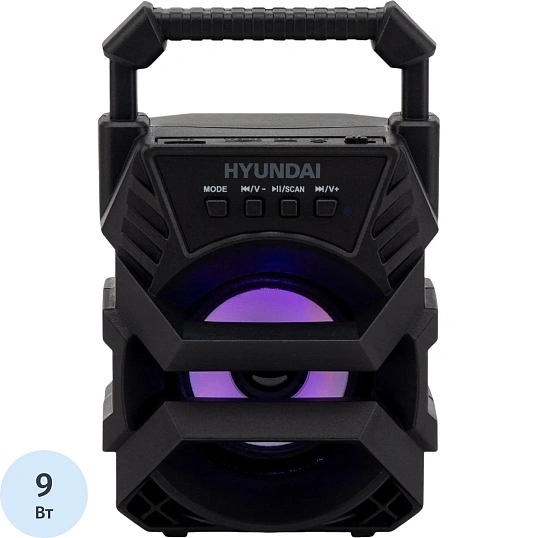 Портативная акустика Hyundai H-PS1000 черный 9W 1.0 BT/USB 10м 500mAh