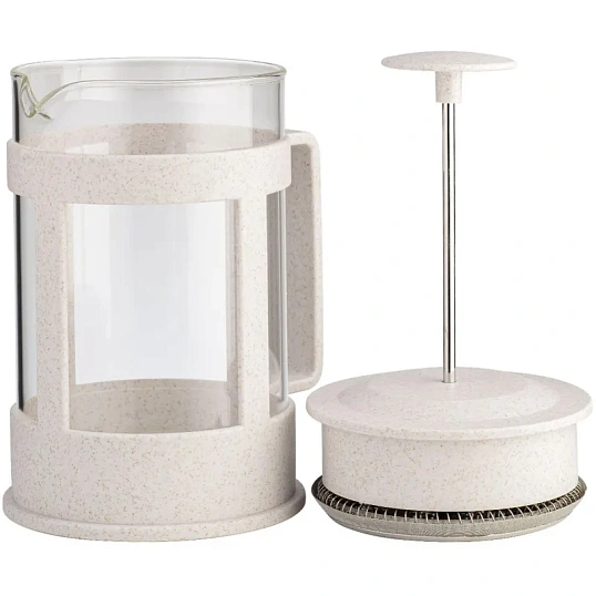 Френч-пресс <600мл> стальной фильтр 18/10, боросил. Стекло LR06-50-600