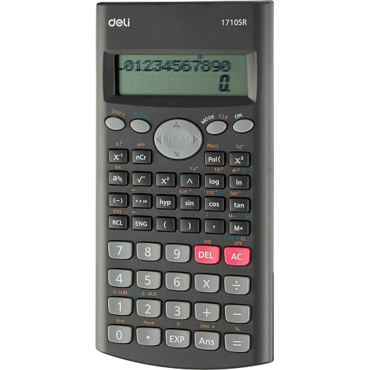 Калькулятор научный Deli E1710SR,240фун,2стр.дисп,10+2разр,162х84,темн.сер