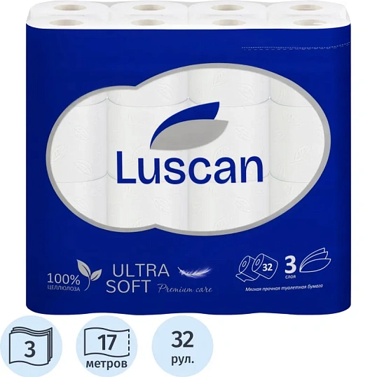 Бумага туалетная Luscan Deluxe Mega Pack 3сл бел цел 17м 142л 32рул/уп