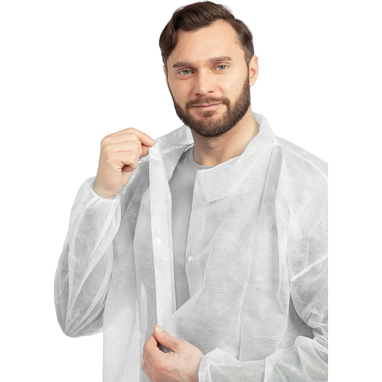 Халат на кнопках 20гр/м2 р.XXL, белый (10шт/упак),арт.406-877-003,к