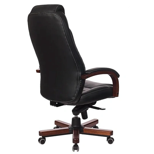 Кресло VB_Бюрократ T-9923WALNUT/BLACK кожа черный, дерево