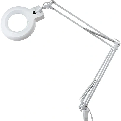 Лупа на струбцине REXANT, круглая, 5D, с подсветкой, белая