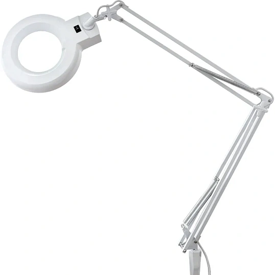 Лупа на струбцине REXANT, круглая, 5D, с подсветкой, белая