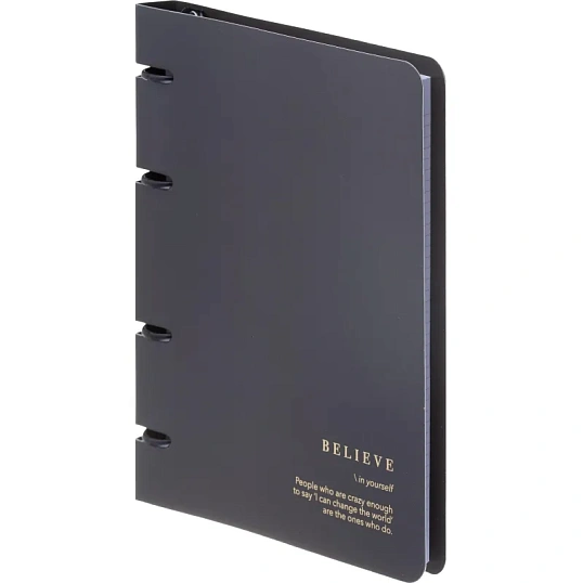 Тетрадь общая, BS, А5, 120л., клетка, кольца, Believe, черный N4761