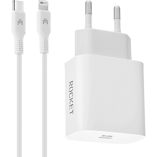 Зарядное устройство сетевое 20W USB-C+Light.RocketSp.Combo(RWCC504WH20CL-C)