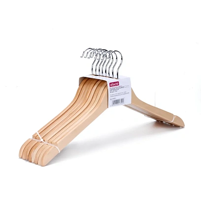 Вешалка-плечики WW_ Attache F6601N-8/LH018 дер,выемки,р48-50 натур.,УП 8 шт