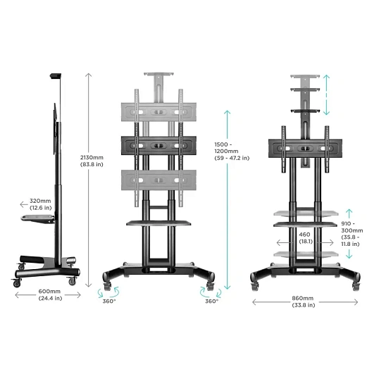 Стойка мобильная Onkron TS1551 чёрная